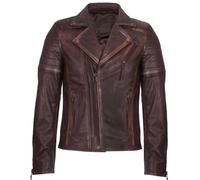 Infinity Leather Men's Slim Fit Brando Style Cross Zip Leather Biker Jacket in Brown | Size: 5XL Infinity Leather Brown 5XL