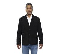 Infinity Leather Men's Slim Goat Suede Italian Blazer Jacket-Alexandria in Black | Size: Small Infinity Leather Black S