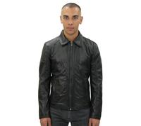 Infinity Leather Mens Smart Classic Harrington Leather Jacket-New York - Black - UK 5XL | EU 60 | US 50