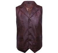 Infinity Leather Men's Smart Classic Leather Waistcoat-Bristol in Brown | Size: XS Infinity Leather Brown XS