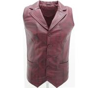 Infinity Leather Men's Smart Classic Leather Waistcoat-Bristol in Burgundy | Size: 3XL Infinity Leather Burgundy 3XL