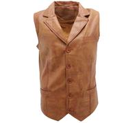 Infinity Leather Men's Smart Classic Leather Waistcoat-Bristol in Tan | Size: 3XL Infinity Leather Tan 3XL