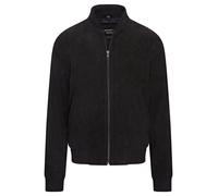 Infinity Leather Men's Soft Goat Suede MA-1 Varsity Bomber Jacket - Dalian in Black | Size: XS Infinity Leather Black XS