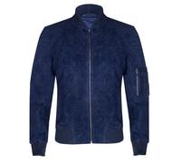 Infinity Leather Men's Suede Trucker Shirt Denim Leather Jacket in Navy | Size: 3XL Infinity Leather Navy 3XL