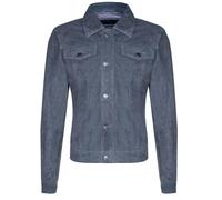 Infinity Leather Mens Suede Trucker Shirt Denim Leather Jacket - UK 5XL | EU 60 | US 50 - Grey