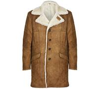 Infinity Leather Men's Tan Warm Merino Sheepskin Trench Coat M