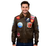 Infinity Leather Men's Top Gun A2 Leather Bomber Jacket-Perth in Brown | Size: Small Infinity Leather Brown S