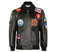 Infinity Leather Mens Top Gun A2 Leather Bomber Jacket-San Diego - Black - UK S | EU 46 | US 36