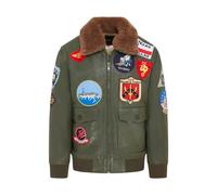 Infinity Leather Mens Top Gun A2 Leather Bomber Jacket-San Diego - Green - UK M | EU 48 | US 38