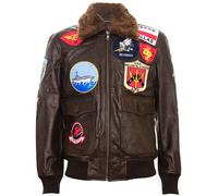 Infinity Leather Men's Top Gun A2 Leather Bomber Jacket-San Diego in Brown | Size: 4XL Infinity Leather Brown 4XL