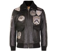 Infinity Leather Men's Top Gun A2 Leather Bomber Jacket-San Diego in True Black | Size: 4XL Infinity Leather True Black 4XL