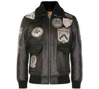 Infinity Leather Mens Top Gun A2 Leather Bomber Jacket-San Diego - True Black - UK XS | EU 44 | US 34
