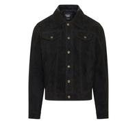 Infinity Leather Mens Trucker Goat Suede Western Leather Jeans Jacket - Yangon - Black - UK XS | EU 44 | US 34