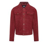 Infinity Leather Mens Trucker Goat Suede Western Leather Jeans Jacket - Yangon - Burgundy - UK 2XL | EU 54 | US 44
