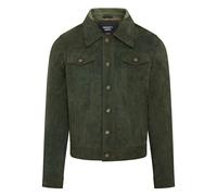 Infinity Leather Mens Trucker Goat Suede Western Leather Jeans Jacket - Yangon - Green - UK XS | EU 44 | US 34