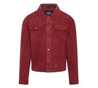 Infinity Leather Men's Trucker Goat Suede Western Leather Jeans Jacket - Yangon in Burgundy | Size: 5XL Infinity Leather Burgundy 5XL