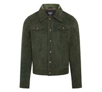 Infinity Leather Men's Trucker Goat Suede Western Leather Jeans Jacket - Yangon in Green | Size: 5XL Infinity Leather Green 5XL