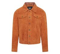 Infinity Leather Men's Trucker Goat Suede Western Leather Jeans Jacket - Yangon in Tan | Size: XS Infinity Leather Tan XS