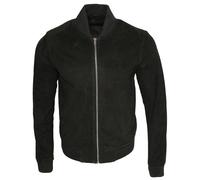 Infinity Leather Men's Varsity Soft Suede Leather Bomber Jacket in Black | Size: 3XL Infinity Leather Black 3XL