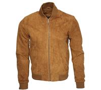 Infinity Leather Men's Varsity Soft Suede Leather Bomber Jacket in Tan | Size: 4XL Infinity Leather Tan 4XL