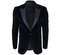 Infinity Leather Men's Velvet Dinner Tuxedo Suit Jacket Blazer in True Black | Size: 50R Infinity Leather True Black 50R