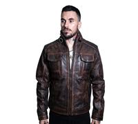 Infinity Leather Men's Vintage Leather Biker Jacket-Cape Town in Brown | Size: Small Infinity Leather Brown S