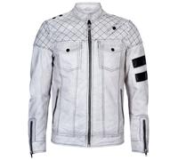 Infinity Leather Men's Vintage Quilted Leather Racing Jacket-Cardiff in White | Size: 4XL Infinity Leather White 4XL