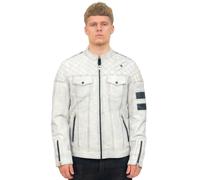 Infinity Leather Mens Vintage Quilted Leather Racing Jacket-Cardiff - White - UK XS | EU 44 | US 34