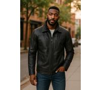 Infinity Leather Men's Warm Mid-Length Leather Biker Coat - Colac in Black | Size: 4XL Infinity Leather Black 4XL