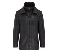 Infinity Leather Men's Warm Mid-Length Leather Biker Coat - Sikander in Black | Size: XL Infinity Leather Black XL