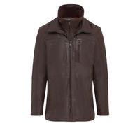 Infinity Leather Men's Warm Mid-Length Leather Biker Coat - Sikander in Brown | Size: Large Infinity Leather Brown L