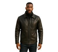 Infinity Leather Men's Warm Mid-Length Leather Biker Coat - Warwick in Black | Size: 3XL Infinity Leather Black 3XL