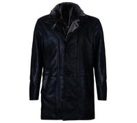 Infinity Leather Men's Warm Shearling Sheepskin Leather Coat-Florence in Black | Size: XL Infinity Leather Black XL