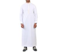Infinity Leather Men's White Thobe Arab Saudi Emirati Islamic Clothing Jubba Robe