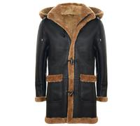 Infinity Leather Mens Winter Sheepskin Hooded Duffle Coat-Helsinki - Brown Ginger - UK XL | EU 52 | US 42