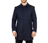 Infinity Leather Men's Wool Blend Navy Overcoat Classic Collar Winter Jacket Trench Coat