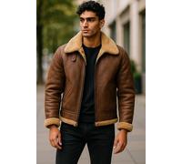 Infinity Leather Men's WW2 B3 Sheepskin Leather Flying Aviator Jacket-Seshego in Dark Brown | Size: 3XL Infinity Leather Dark Brown 3XL