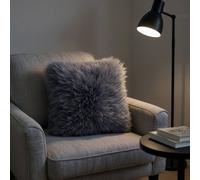 Infinity Leather Natural Sheepskin Real Wool Cushion In Grey Grey