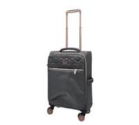 Infinity Leather Quilted Grey Cabin Suitcase 56 x 36 x 22 cm Soft Shell Luggage Travel Suitable for Easyjet, Ryanair, Jet 2 Paid Carry on