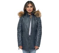 Infinity Leather Quilted Leather Parka Jacket-Curitiba In Navy Navy 24