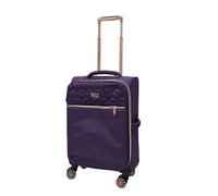 Infinity Leather Quilted Purple Cabin Suitcase 56 x 36 x 22 cm Soft Shell Luggage Travel Suitable for Easyjet, Ryanair, Jet 2 Paid Carry on