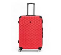 Infinity Leather Red Suitcase Medium 24-Inch Hard Shell ABS Lightweight Durable Trolley Travel Cabin Holiday Luggage Bags (M(73cm 72L))