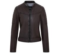 Infinity Leather Retro Quilted Leather Biker Jacket - Horten In Dark Brown Dark Brown S