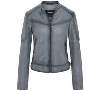 Infinity Leather Retro Quilted Leather Biker Jacket - Horten In Grey Grey