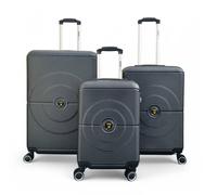 Infinity Leather Robust Abs Hard Shell 8 Wheels Luggage Travel Suitcase In Black Black