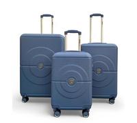 Infinity Leather Robust Abs Hard Shell Light 8 Wheels Luggage Travel Suitcase In Blue Blue Large