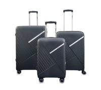 Infinity Leather Robust Hard Shell 8 Wheels Luggage Travel Holiday Suitcase In Black Black Large