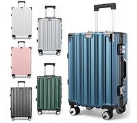 Infinity Leather Robust Hard Shell Cabin Suitcase 36 x 24 x 56 cm Luggage Suitable for Easyjet, Ryanair, Wizzair in Black Infinity Leather Black 36 x 24 x 56 cm