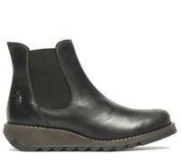 Fly London Womens Black SALV Chelsea Leather Ankle Casual Wedge Heel Boots - Size UK 8