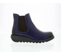 Infinity Leather Salv Chelsea Leather Ankle Casual Wedge Heel Boots In Blue Blue 7